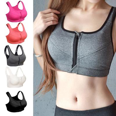 Damen-Sport-BH, Fitness, Laufen, stoßfest, Yoga, Tank-Top, Reißverschluss vorne, ohne Stahlring, bequemer Sport-BH