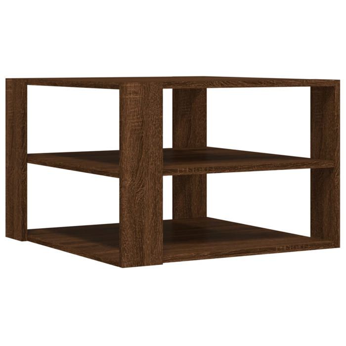 VidaXL Table basse chêne marron 59,5x59,5x40 cm bois d'ingénierie, table d'appoint, table de salon, table latérale, bout de 834256
