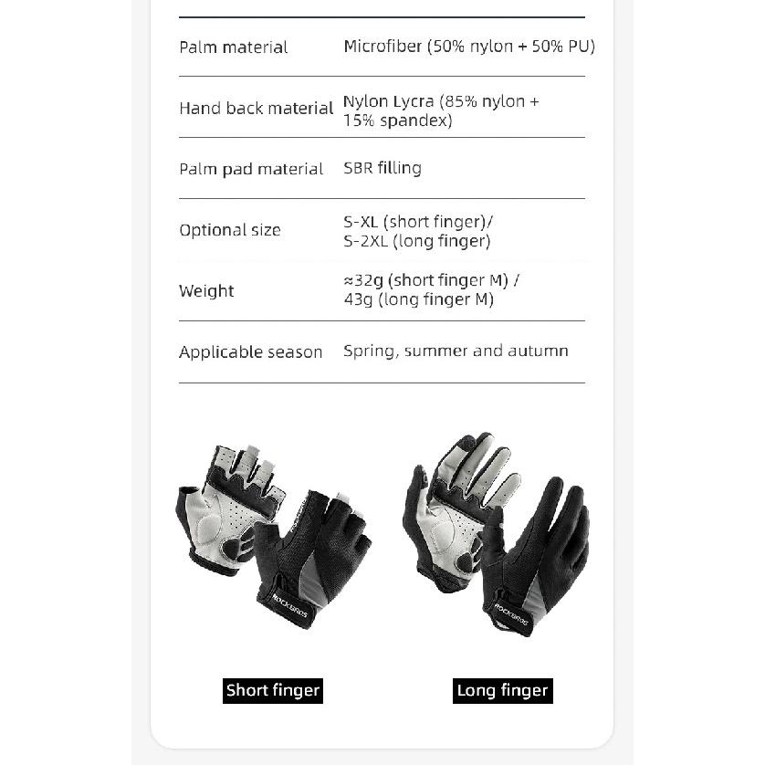 RockBros Bike Gloves Non-Slip Breathable Mtb Mens Women's Summer Bicycle Cycling Gel Pad Short Half Finger Sport Gloves ciclismo