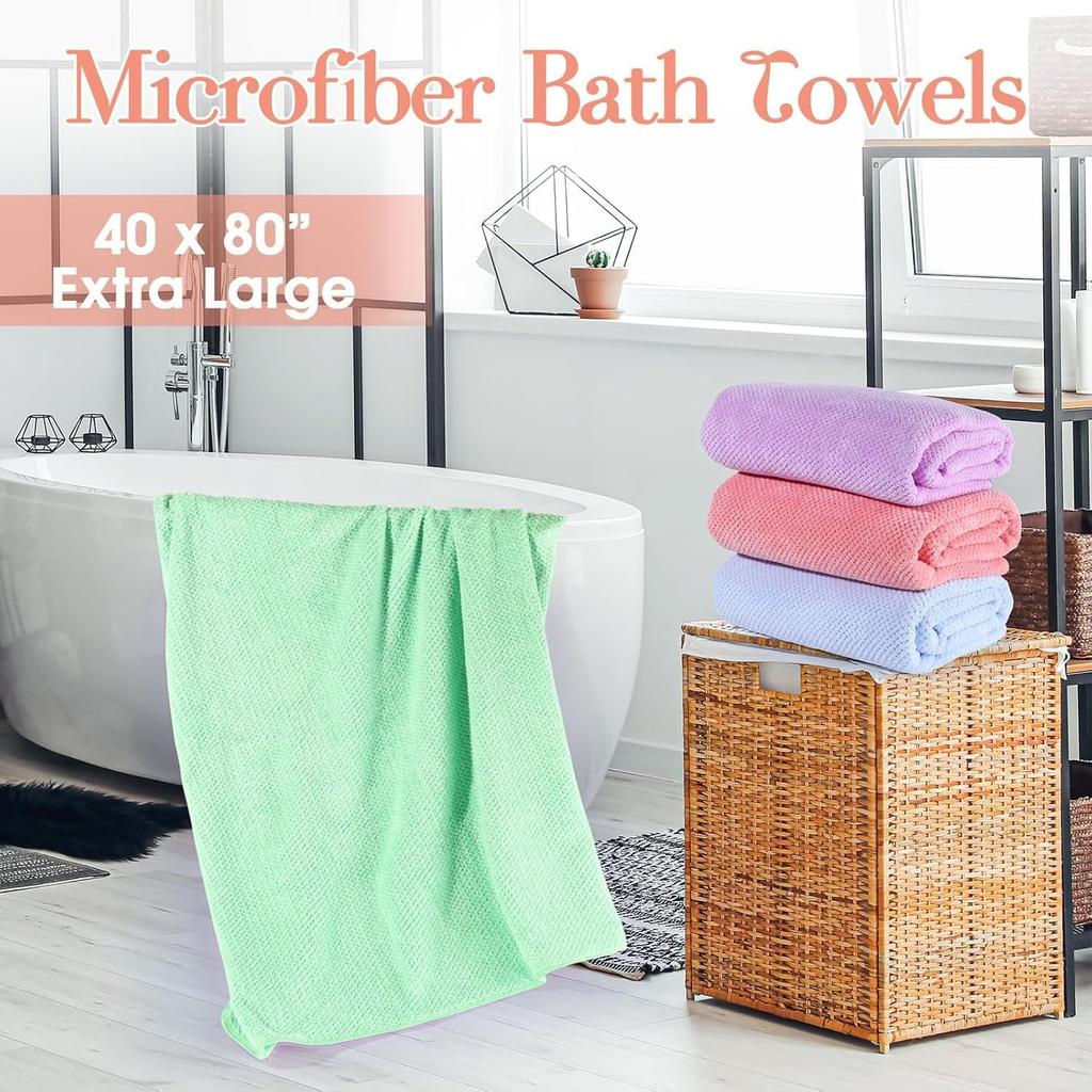 4 Pcs Oversized Bath TowelsExtra Large Bath Sheet Towels for Adults Quick Dry Soft Absorbent Fluffy Microfiber Shower Sheet for Bathroom Hotel Spa