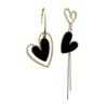 New Asymmetrical Love Heart Tassel Drop Earrings for Women Temperament Black Long Dangle Earring Party Daily Wear Jewelry Gift