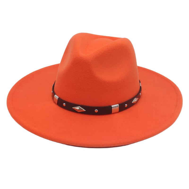 Big Brim Rhombus Metal Belt Accessories Jazz Hat Men'S And Women'S British Style Top Hat
