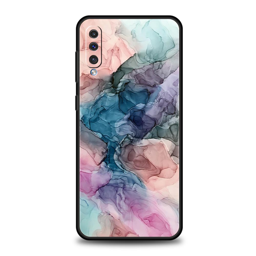 Ink Brush Painting Marble Case For Samsung A54 A52 A24 A14 A50 A72 A70 A30 A40 A20S A20E A02S A12 A22 A34 A42 A32 5G A04s Cover