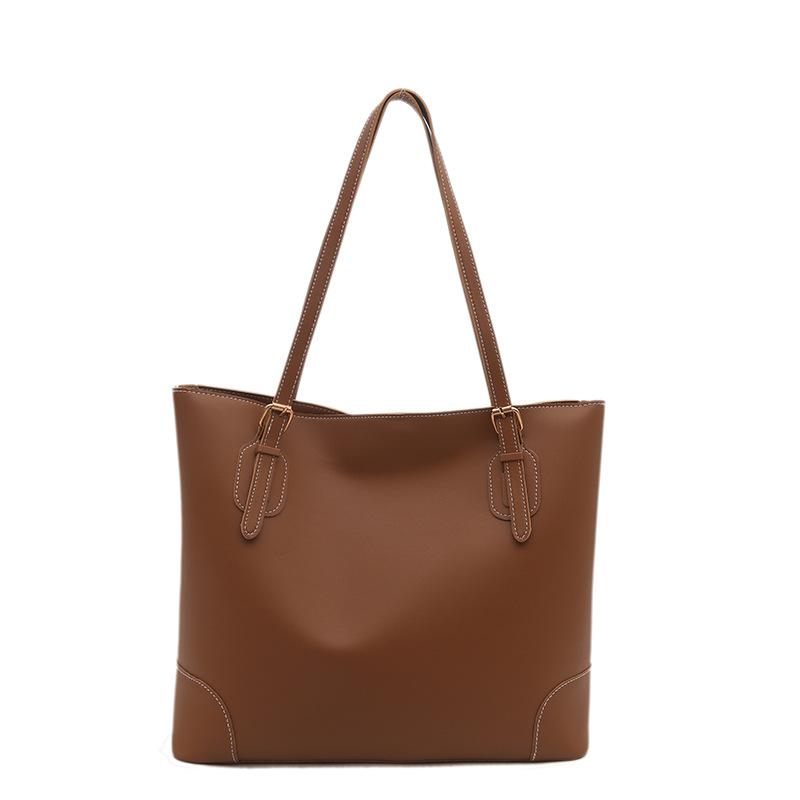 High-end Solid Color Tote Bag New Women's Bag Large Capacity Commuting Shoulder Bag Fashionable Temperament Underarm Bag