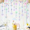 Laser Mirror Paper Star Dot Garland for Wedding Kids Mermaid Birthday Party Decoration Baby Shower Christmas Hanging Banner