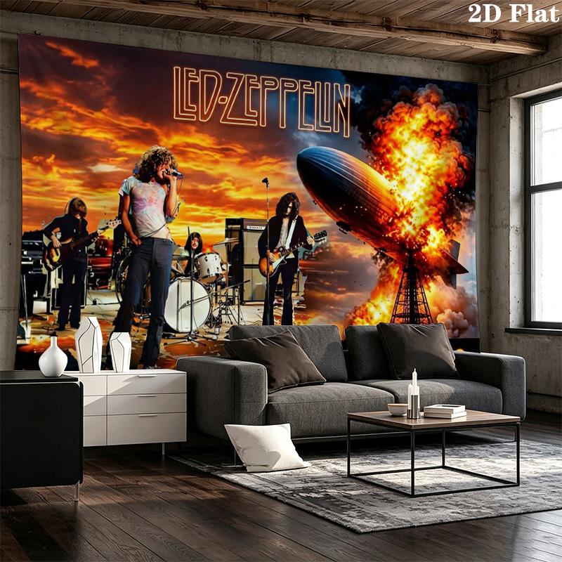 Led zeppelin Wall Tapestry Aesthetic Wall Hanging Printed Fabric Blanket Decorative Tapestries for Bedroom Living Room Home Decor