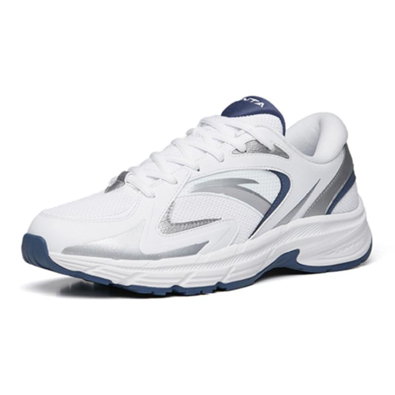 Anta AT952 Cushioned Slip Resistant Abrasion Resistant Breathable Low Top Casual Running Shoes Men's White Silver Blue Sneakers 912235597-3