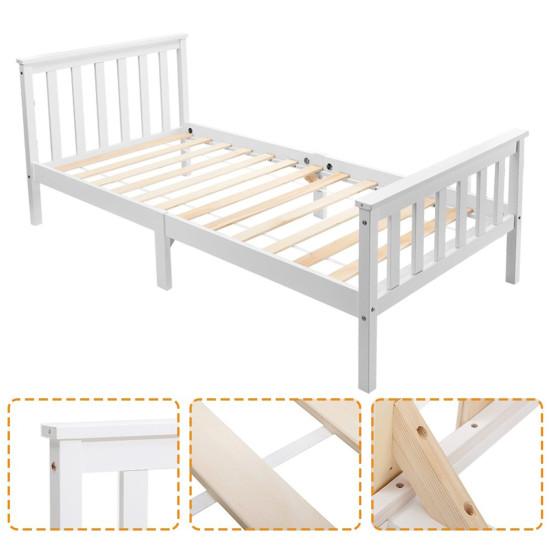 Modern Simple White Wood Double Bed Frame with Support Adult Bedroom Furniture