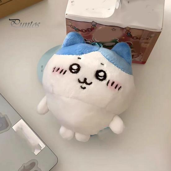 Plush Cat Toy Cartoon Animal with Bead Chain Stuffed Hammer Bunny Doll Plushie DIY Keychain Pendant Decoration Backpack Ornament Birthday Gift
