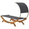 Sun Lounger with Canopy 100 x 200 x 126 cm Solid Bentwood Anthracite