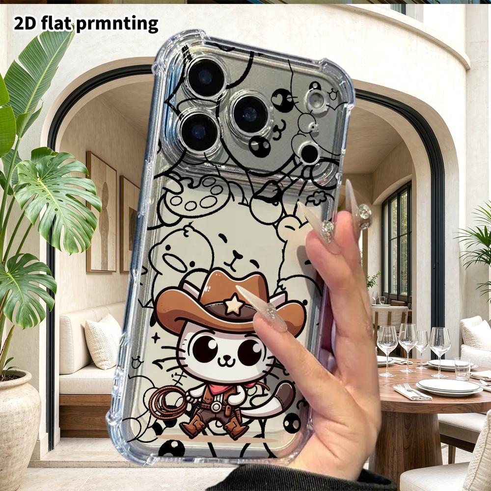 Phone case: 2D flat, suitable for iPhone 18 17 16 15 14 13 Pro protective case, denim kitten, perfect Christmas and Halloween holiday gift