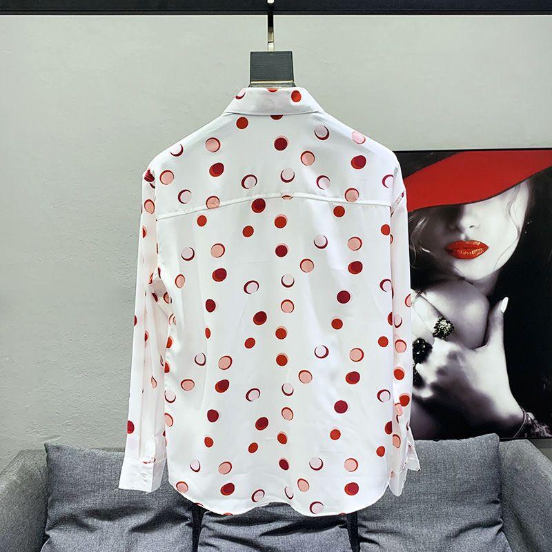 2023 New Spring and Autumn Fashion Polo Collar Print Slim Fit Hanging Korean Version High End Fashion Casual Simple Men's Shirt