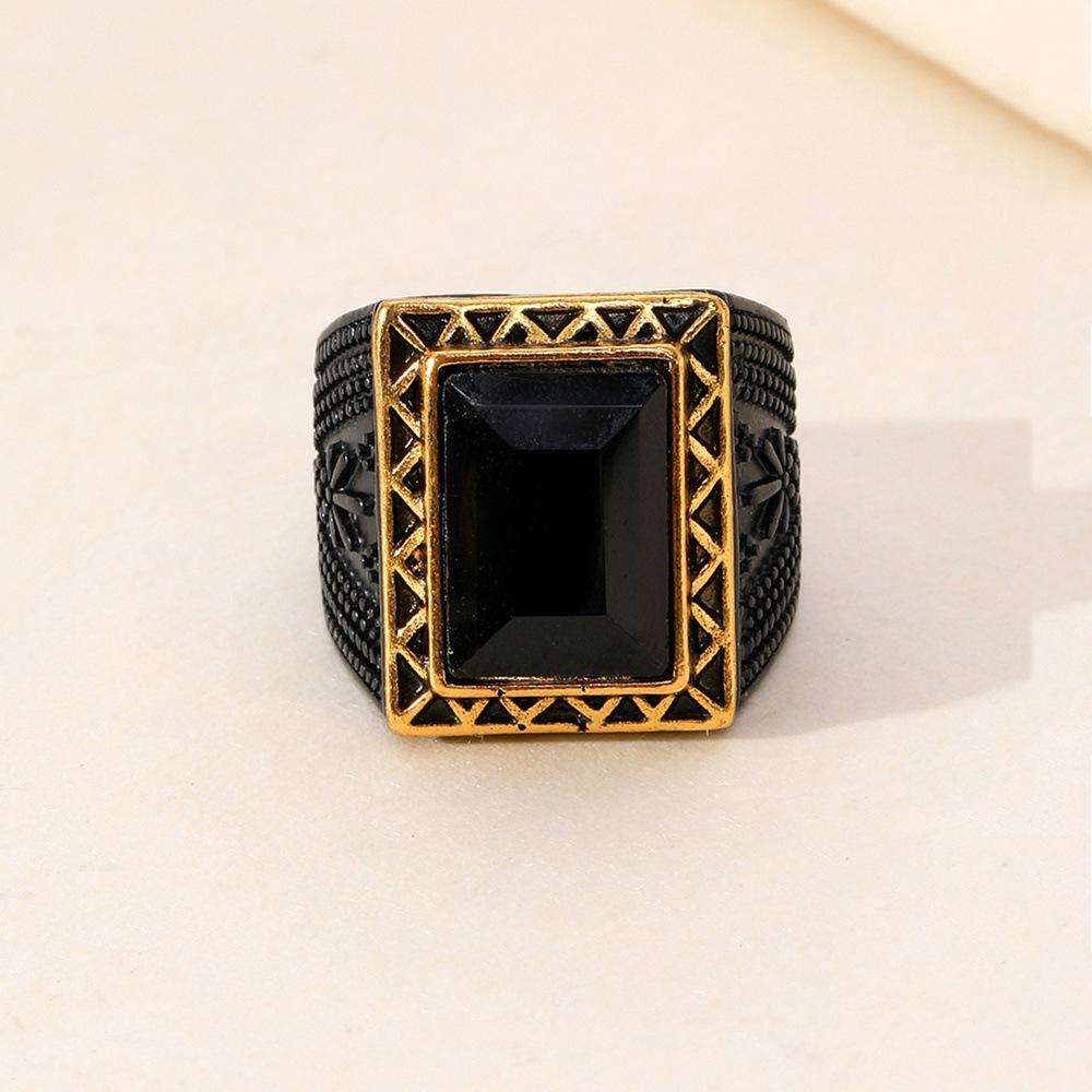 Vintage Obsidian Men's Fashion Hand Jewelry Punk Hip Hop Ring