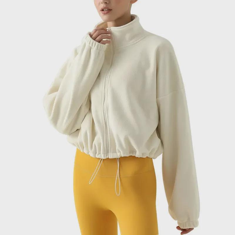 Velvet-Enhanced Stand Collar Sports Jacket: Warm, Thickened, and Perfect for Outdoor Fitness and Running in Autumn and Winter