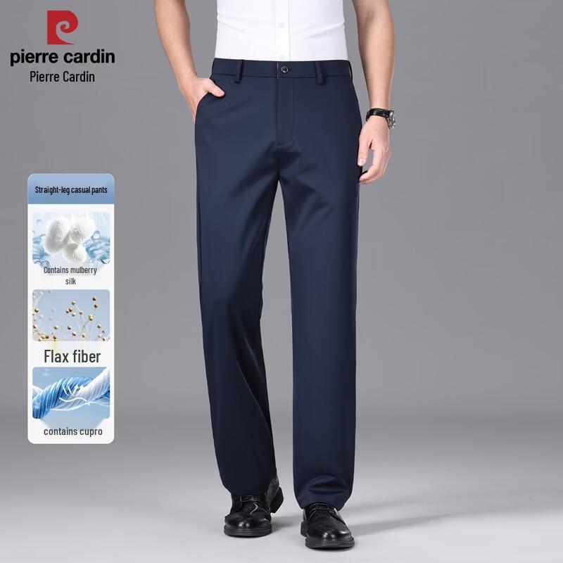 

Pierre Cardin Men s Breathable Silk-Linen Blend Casual Trousers 29
