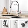3-Way Faucet with Pull-Out Sprayer & Filtered Water Outlet, Stainless Steel Dual-Handle Kitchen Faucet, 360° Swivel – Drinking Water