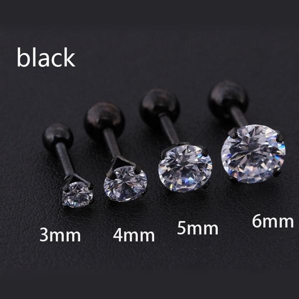 Medical Titanium Steel Coarse Needle Zircon Earrings for Girls Men Rhinestone Studded Earrings Ear Bone Nails