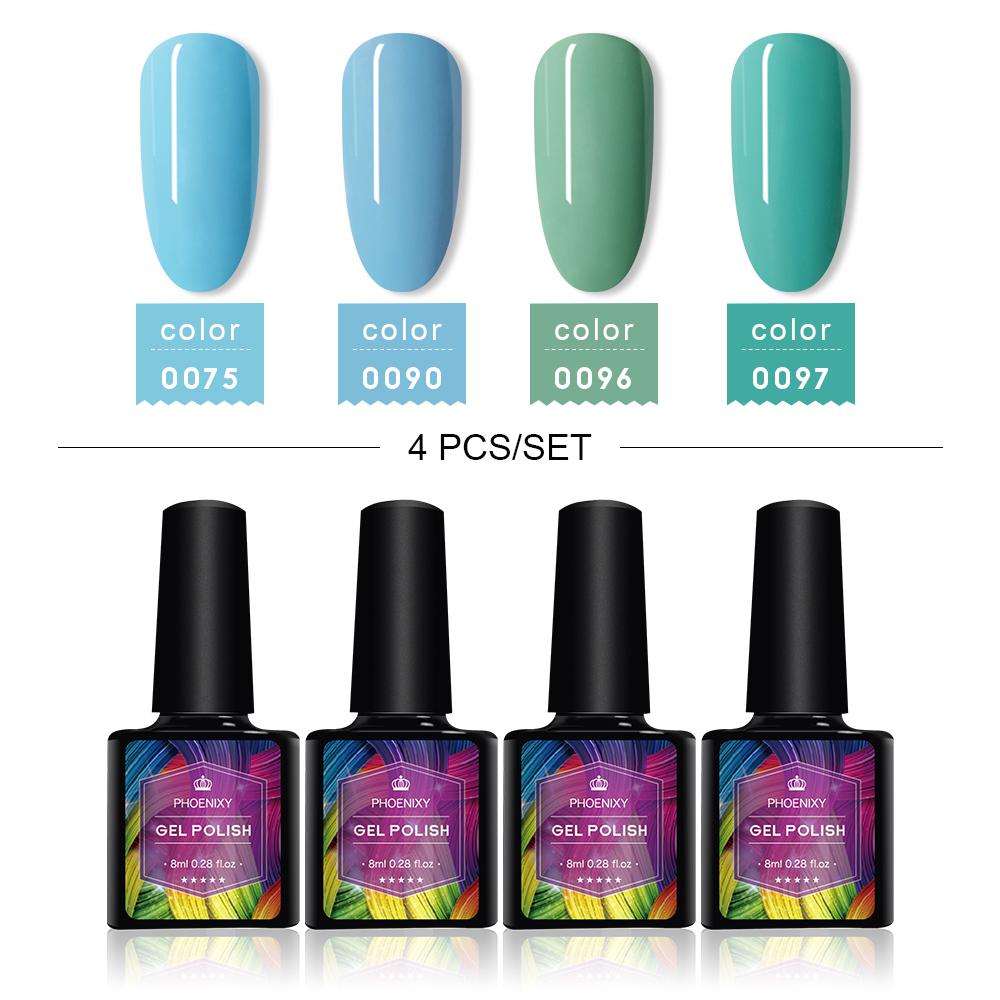 PHOENIXY 4/12/18 Farben Gel-Nagellack-Set Gel-Lack-Kit zum Einweichen der Maniküre Semi-permanente Hybridlacke Basis und Top Nail Art