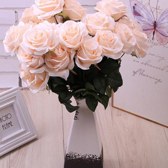 Delicate Texture Faux Silk Flower Good Bent Freely 10 Heads Wedding Rose Floral Decor Simulation Flower
