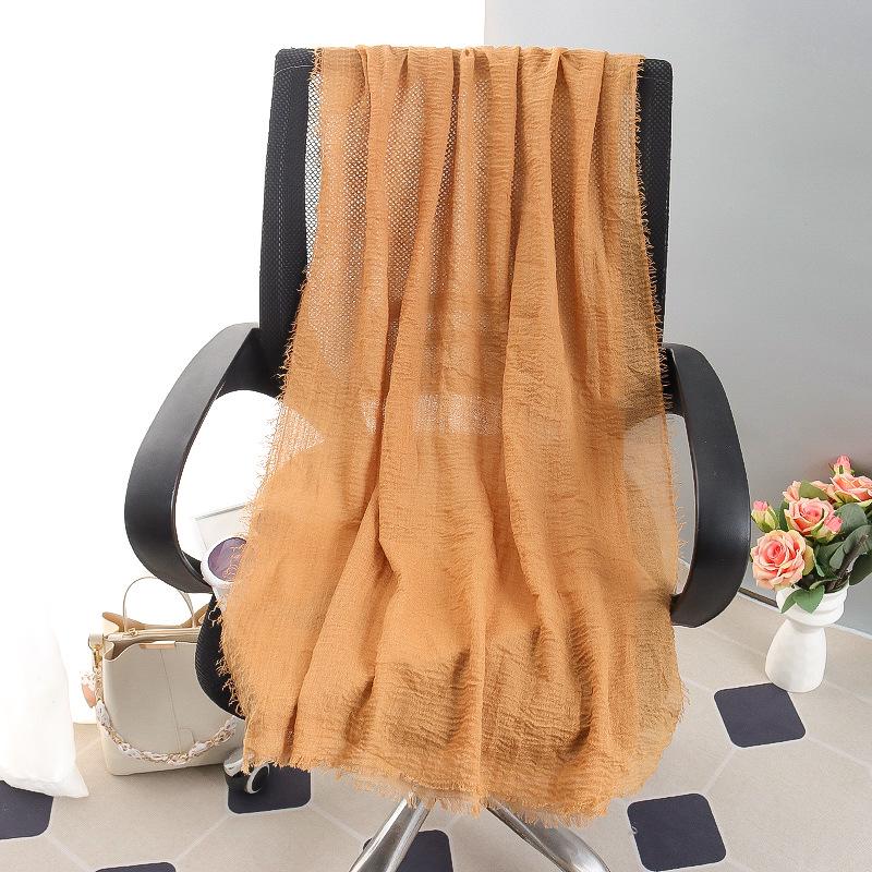 Sciarpa grande da donna in cotone e lino di colore puro: Foulard musulmano primaverile/estivo, telo mare, scialle con protezione solare