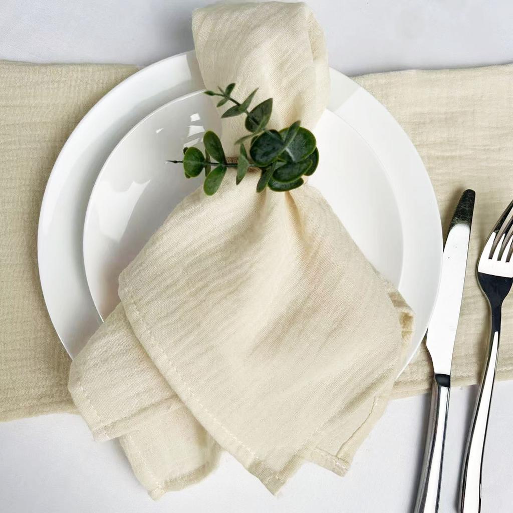 10Pcs 40x40cm Cloth Napkins Pure Cotton Gauze Napkin Handkerchief Cheesecloth Vintage Picnic Party Wedding Table Decoration