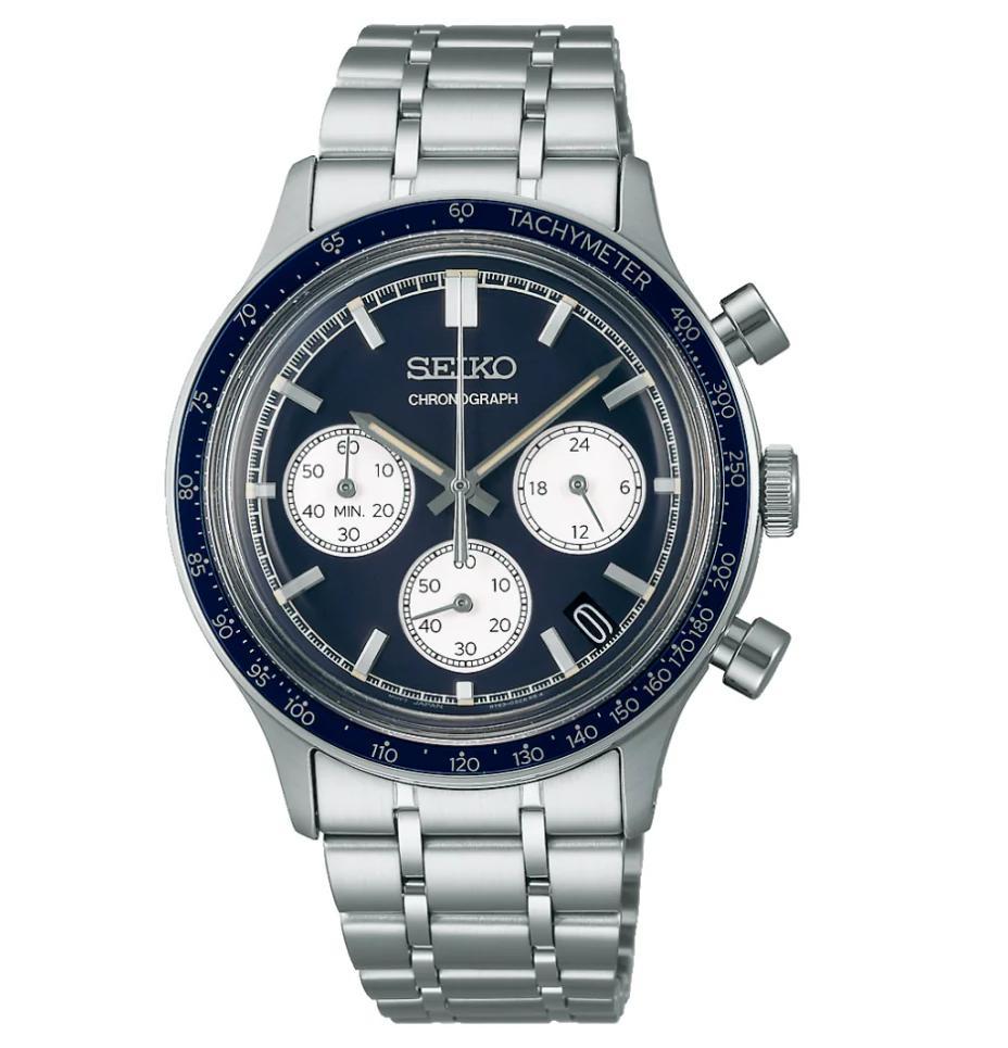 

SEIKO Sport Chronograph 38.7mm Dark Blue Steel Men’s Watch SSB477P1 синий
