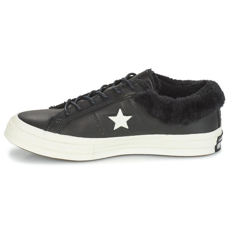

Converse One Star Low Street Warmer Black Leather Fleece Non-Slip Abrasion Resistant Low-Top Board Shoes Women s Black & White 38