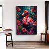 Lion Flamingo Panda Monkey In Flower Jungle Art Posters Wild Animal Art Canvas Painting Print Wall Art Picture Home Decor Mural