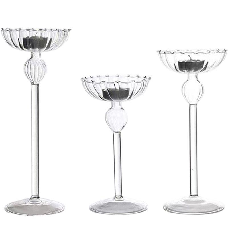 

CYCLI-High Footed Striped Candlestick Wedding Supplies Home Decoration Ornaments Romantic Candlelight Dinner Candles
