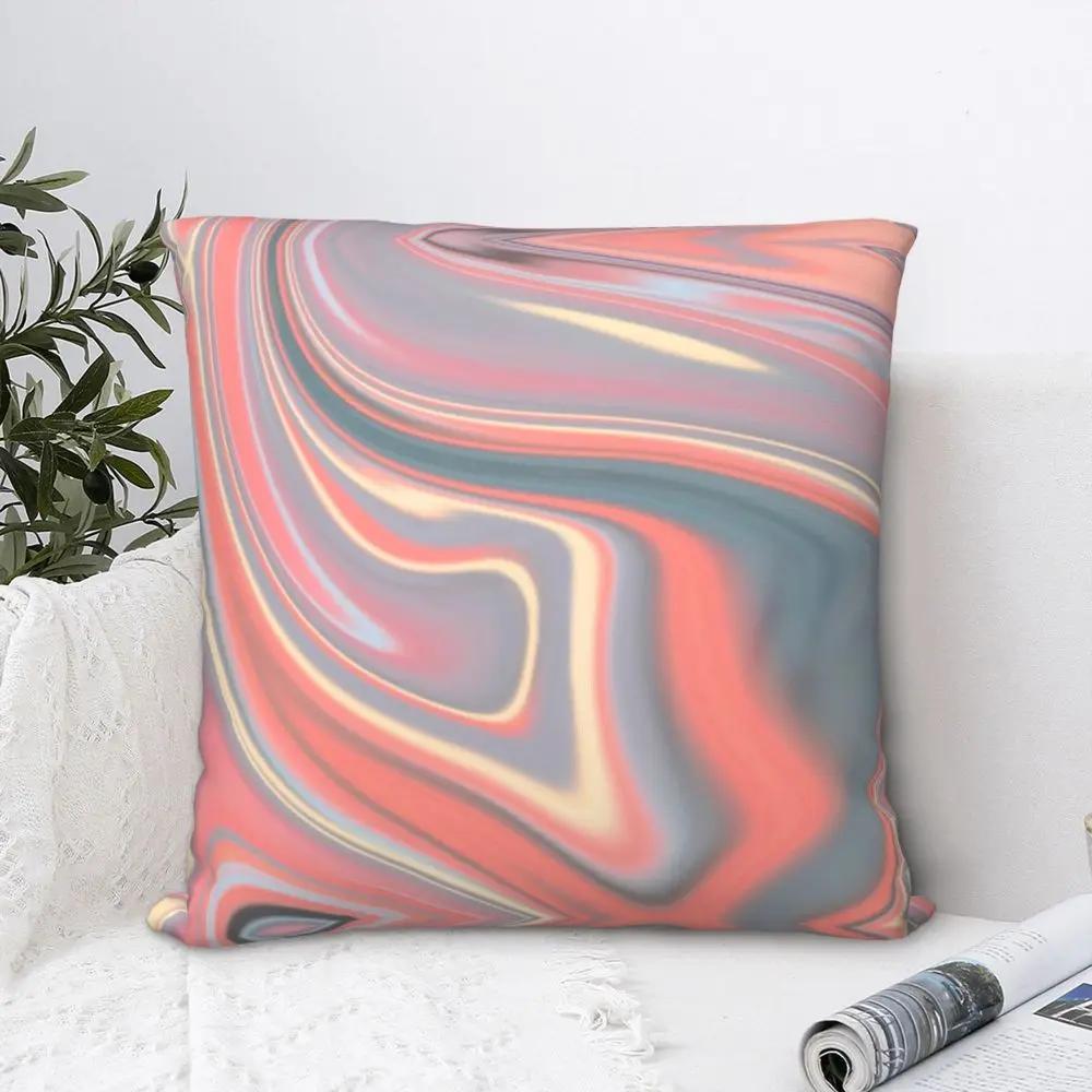 Coral Colored Marble Liquid Pillowcase Printing Polyester Cushion Cover Gift Design Pillow Case Cover Home Zippered