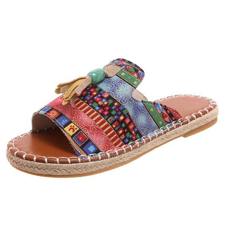 Fashion The 2025 Summer New Fashion European and American Fringed Women's Flip-flops 43 Beach Sandals Are Versatile