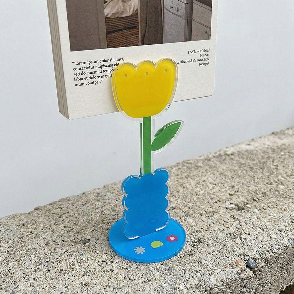 Cute Cartoon Acrylic Memo Clip Decoration Flower Shape Photo Display Stand Korean Style Multi-purpose Cartoon Note Holder