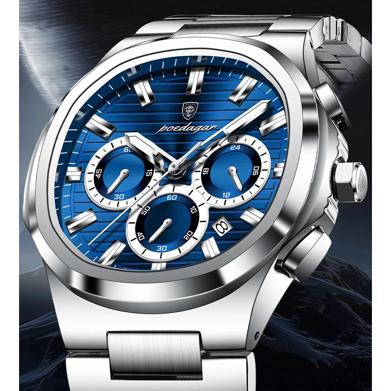 Luxury Watches For Man Multifunctional Chronograph Date Quartz Men's Clock Business Stainless Steel Gold Watchlino