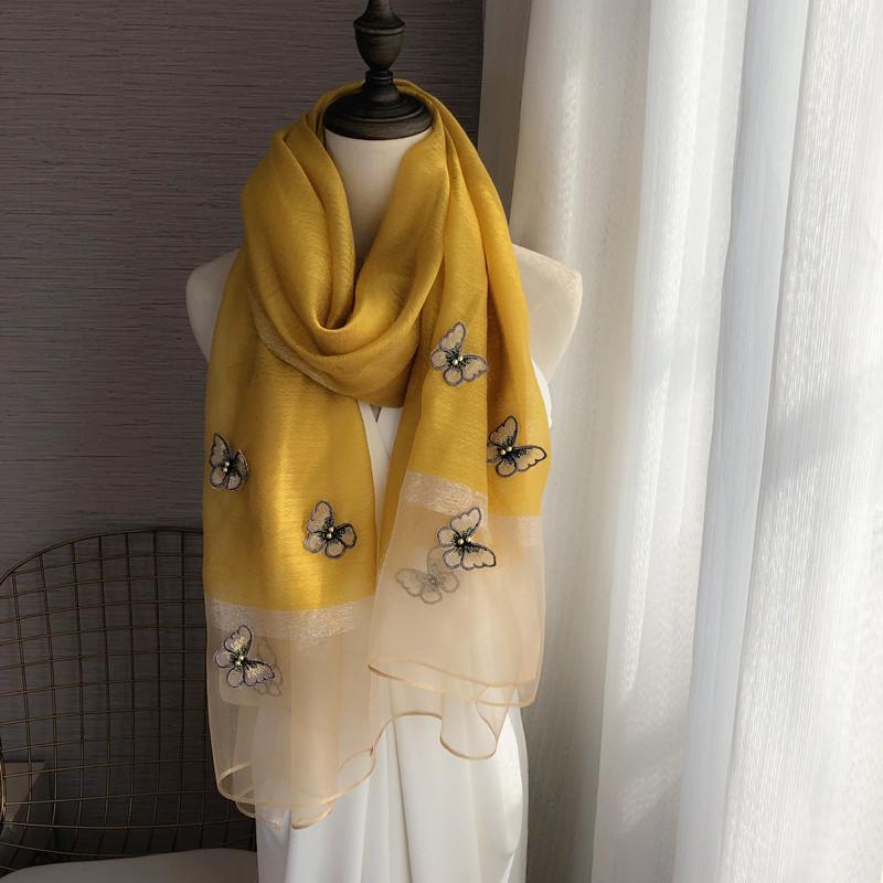 Schal Schal Bestickter dreidimensionaler Schmetterling Dünner und langer Seidenschal Damenschal