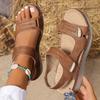 New Summer Women's Plus Size Platform Casual Sandals One-Strap Velcro Slip-On Shoes