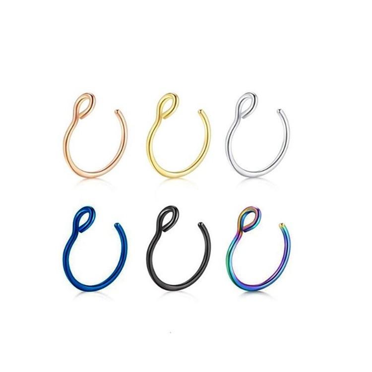 Stainless Steel Colorful U-Shaped Nose and Lip Piercing Jewelry - Simple, Fade-Resistant, Unique Design