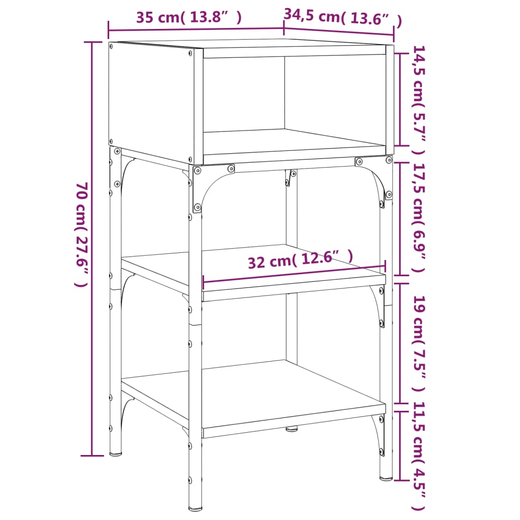 Nightstands (2 Pcs) Black 35 X 34.5 X 70 Cm Particleboard