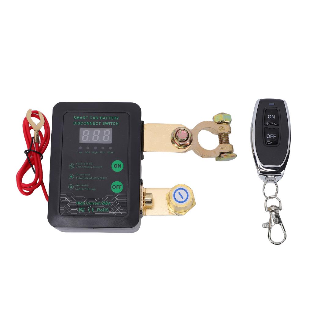 Digital Battery Disconnect Switch, 12V 24V Manual Remote Battery Isolator for Cars, SUVs, MPVs, EVs