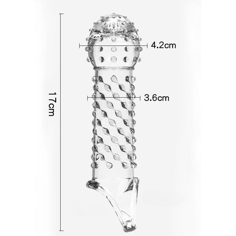 17cm Stor Hodet Penishylse Penisforstørrelseshylse Fortykker Penisforlenger 4cm Sexleketøy for Menn Voksenleketøy Seks produkter