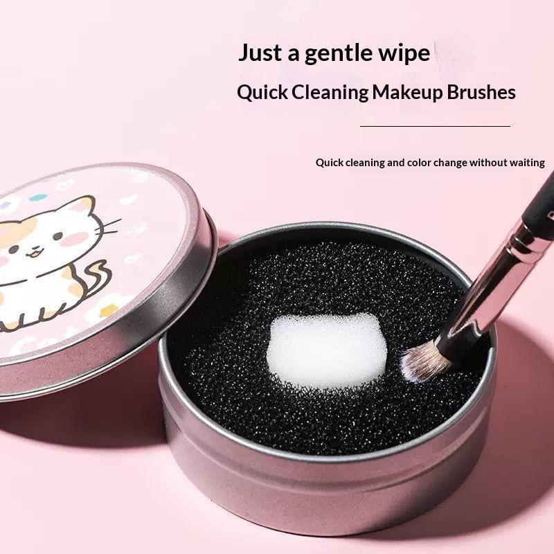 Makeup Brush Cleaner Sponges Cosmetic Brush Drying Wash Eyeshadow Color Removal Portable Cleaning Case Tool