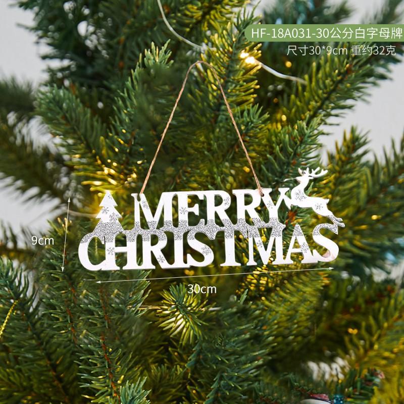 Wooden Christmas Decorations Set With English Letter Signs Tree Ornaments Snowman Reindeer Figurines Hotel Mall Window