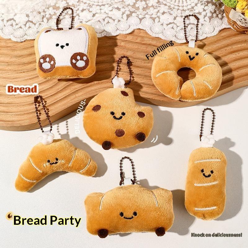 Cute Bread Plush Bag Pendant Keychain Creative Little Doll Accessory Cartoon Girl Backpack Accessory