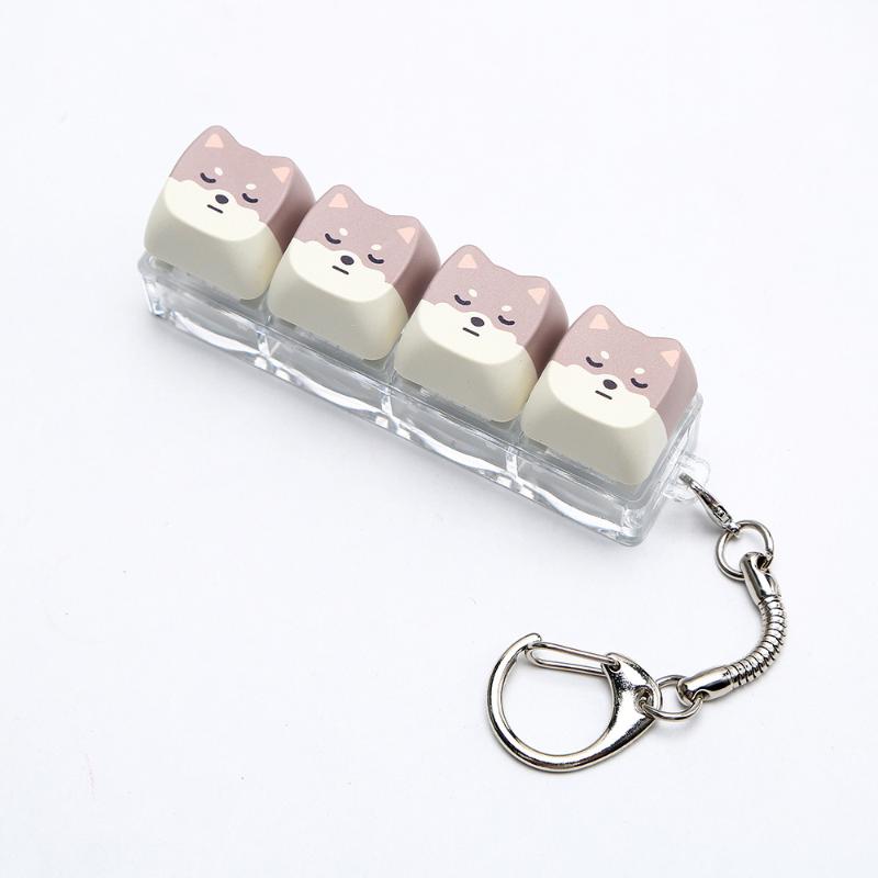 Cute Cat Shaped Keycap Keychain Adorable Cartoon Design Durable Key Charm for Backpack Gaming Peripheral Lover Gift