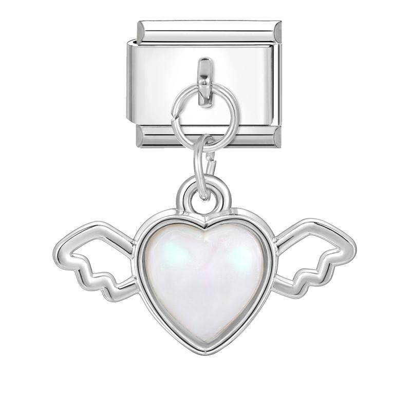 Sweet Cute Bow Knot Butterfly Pink Blue Heart Italian Charm Links Fit 9mm Stainless Steel Bracelet Women DIY Making Zircon Gift