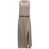 Fashion Womens Solid Color Round Neck Sleeveless High Waist Split Dress