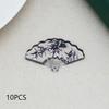 10Pcs Chinese Style Vintage Bamboo Printed Fan Charms For Earrings Keychain Diy Pendant Jewelry Making Material Accessories