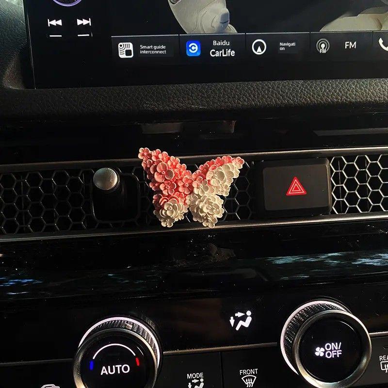 

Tulip Car Air Freshener Car Vent Decoration Pendant Car Diffuser Stone Flower Butterfly Light Fragrance for Women New Pink and White Butterfly Flower (Unscented)