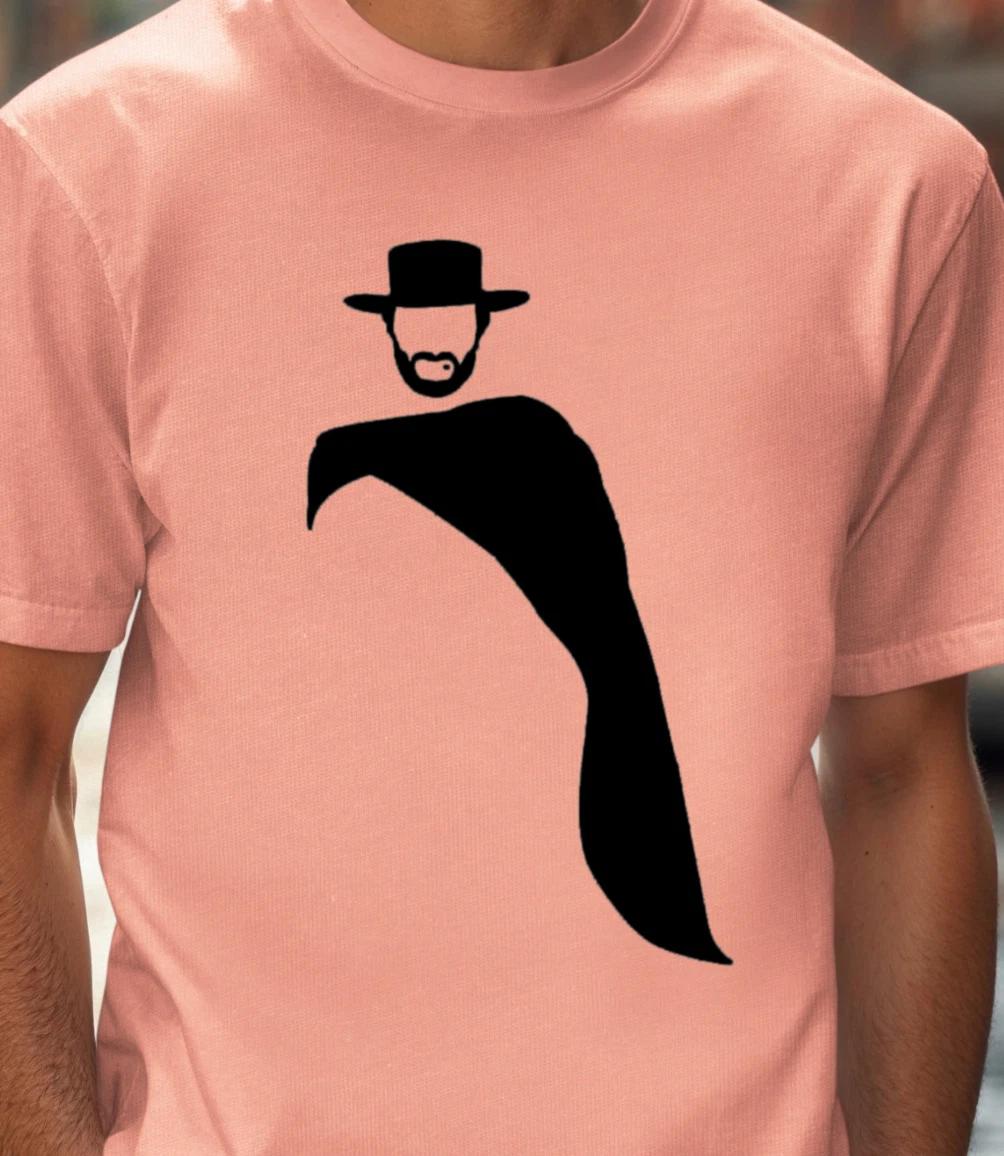 Cowboy Silhouette T-Shirt | Western Hat Cloak Tee, Man With No Name T-shirt L