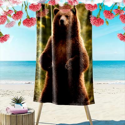 Majestätischer stehender Waldbär Druck Strandtuch, schnell trocknend, geeignet für Reisen, Outdoor-Sport, Joggen, den Strand und Schwimmen, Geschenk
