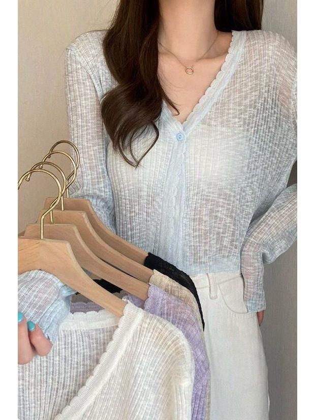 Dámský háčkovaný krajkový kardigan 2025: Lehký, Dlouhý rukáv, Ochrana proti slunci